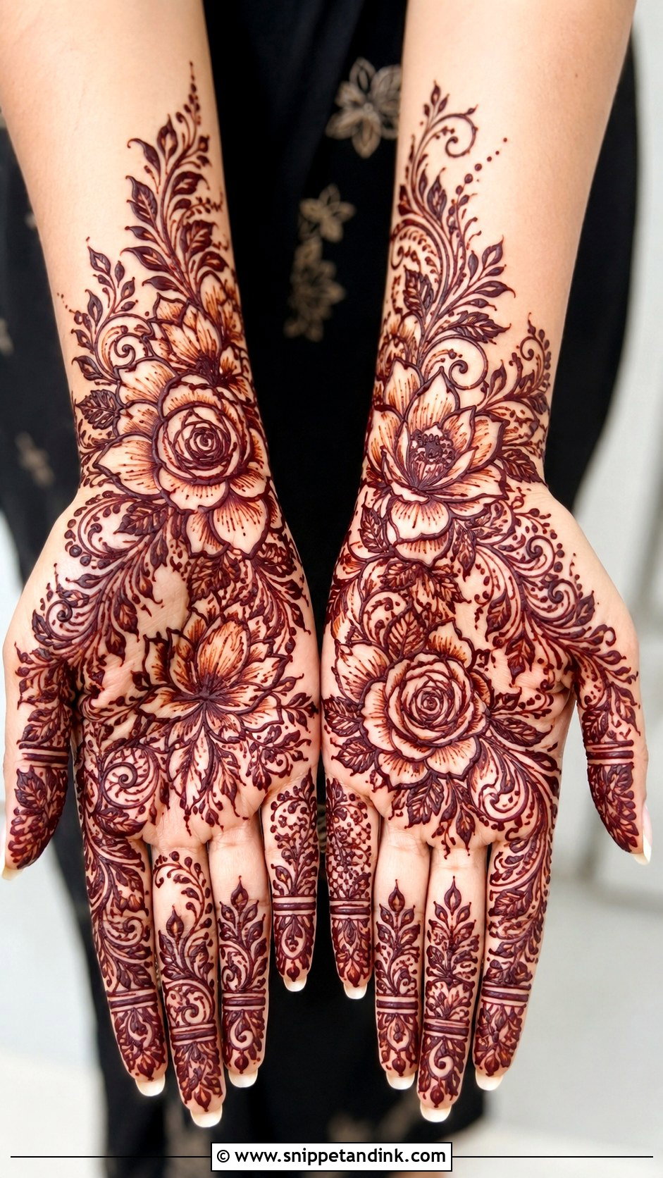 Floral Front Hand Mehndi Design - Snippet and Ink - 35 Latest Front Hand Mehndi Designs