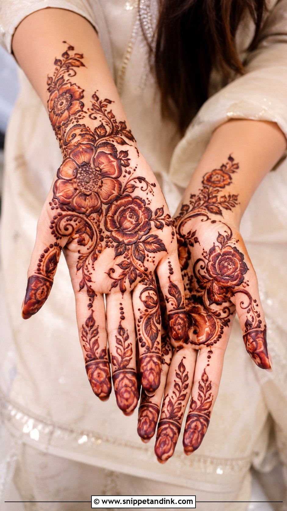 Floral Front Hand Mehndi Design - Snippet and Ink - 35 Modern Front Hand Mehndi Designs