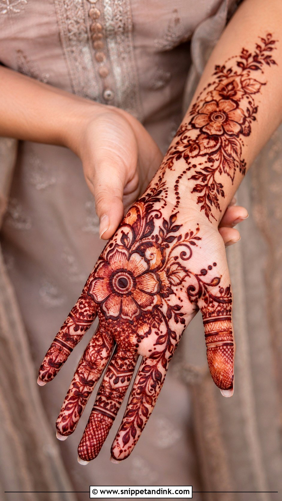 Floral Front Hand Mehndi Design - Snippet and Ink - 35 Stylish Front Hand Mehndi Designs