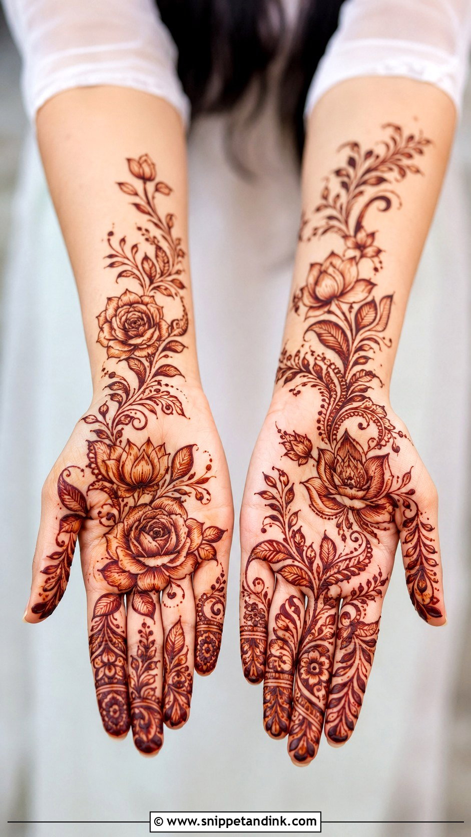 Floral Front Hand Mehndi Design - Snippet and Ink - 35 Trendy Front Hand Mehndi Designs