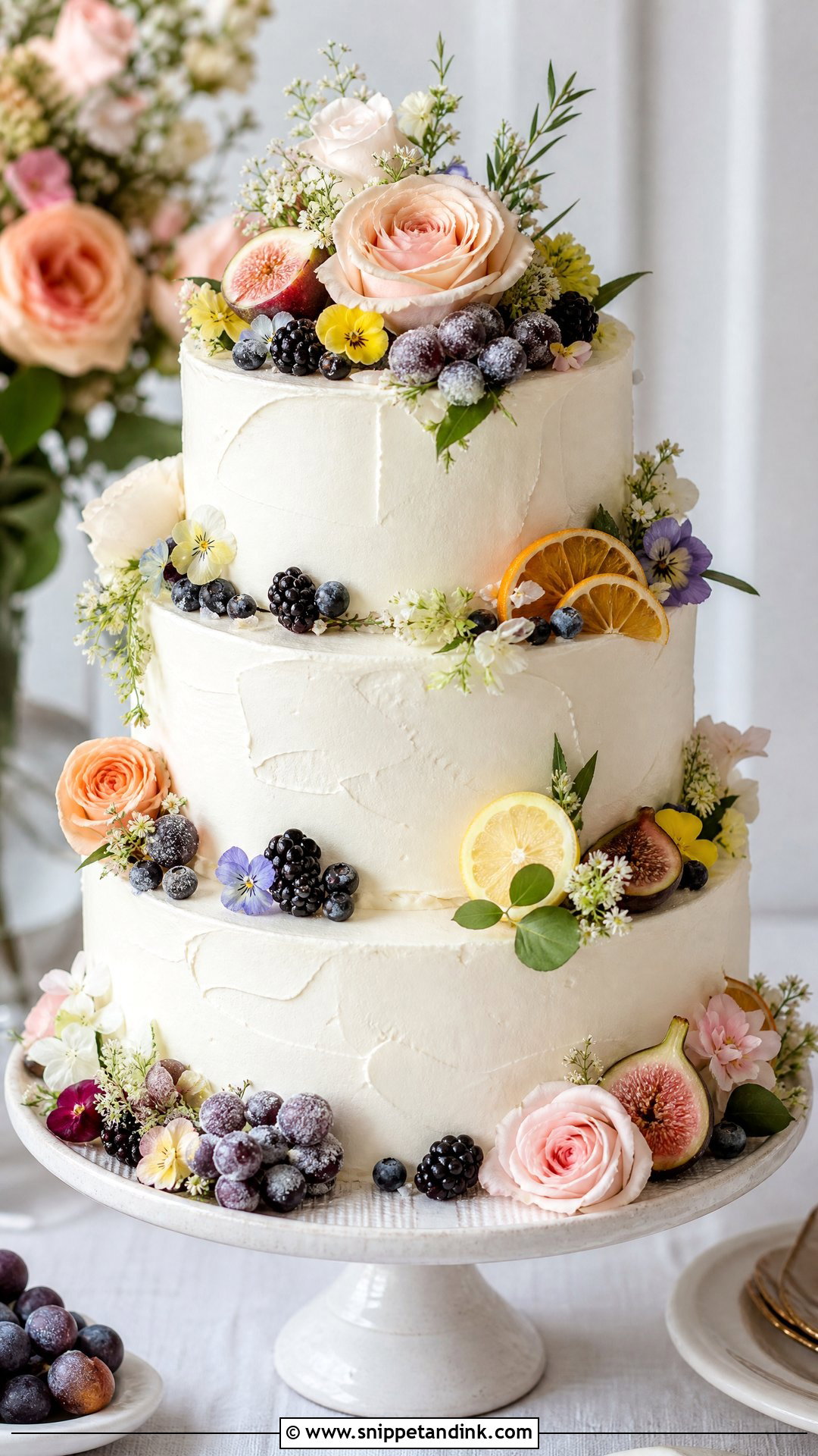 Floral Fruit Wedding Cake - Snippet and Ink - 20 Wedding Cake Flowers Ideas