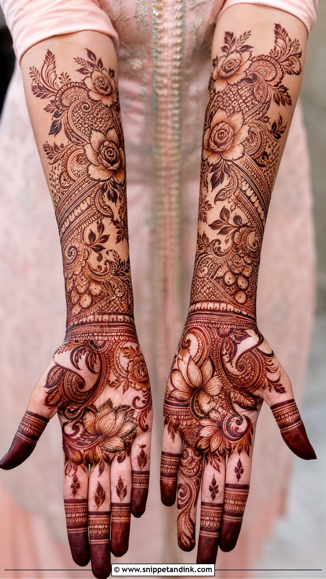 Floral Full Hand Bridal Mehndi Design - Snippet and Ink - 20 Full Hand Bridal Mehendi Mehndi Design Ideas