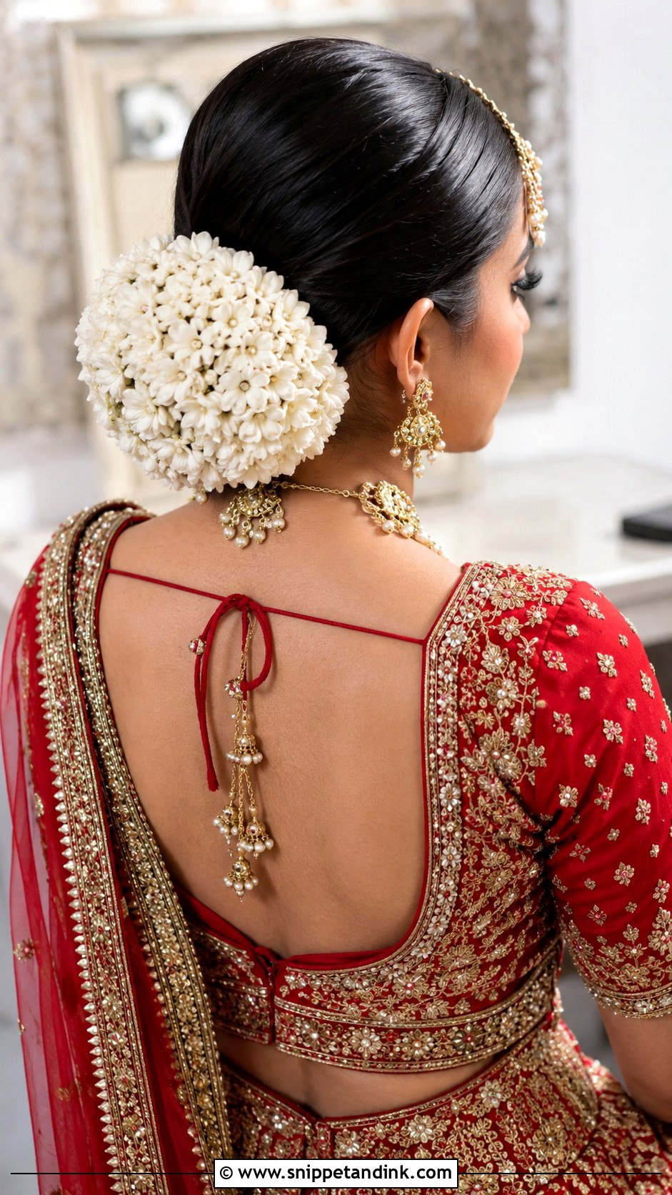 Floral Gajra Bun - Snippet and Ink - 35 Indian Wedding Bridal Hairstyle Ideas