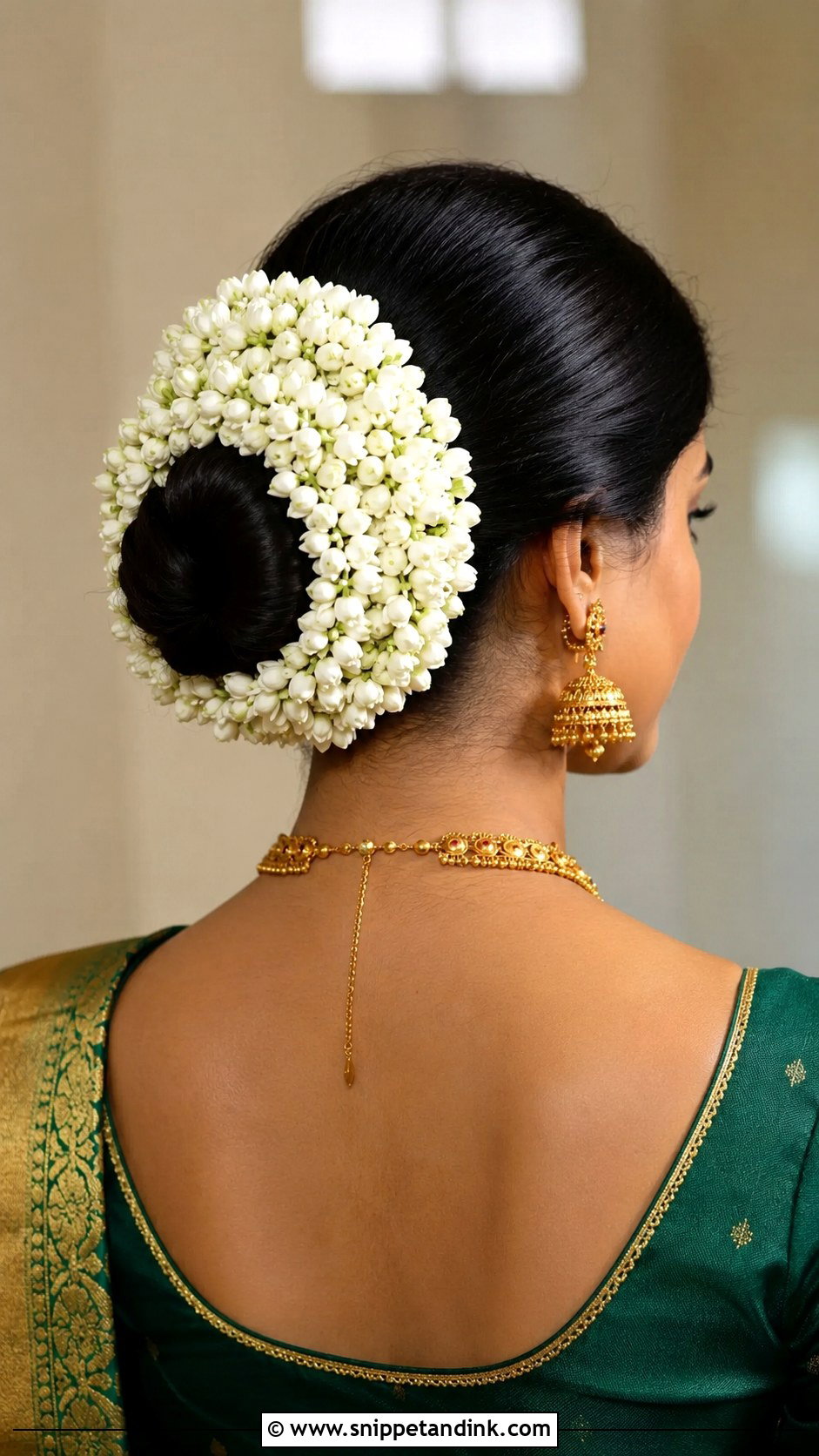 Floral Gajra Bun - Snippet and Ink - 25 Indian Bun Hairstyles for Wedding