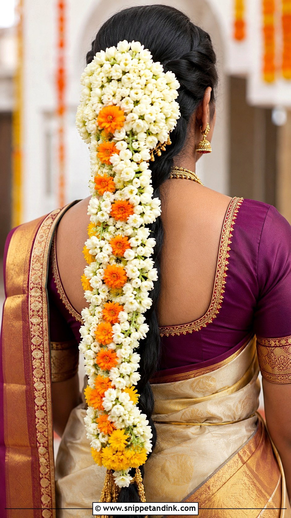 Floral Garland Braid - Snippet and Ink - 25 Indian Braided Hairstyles for Wedding