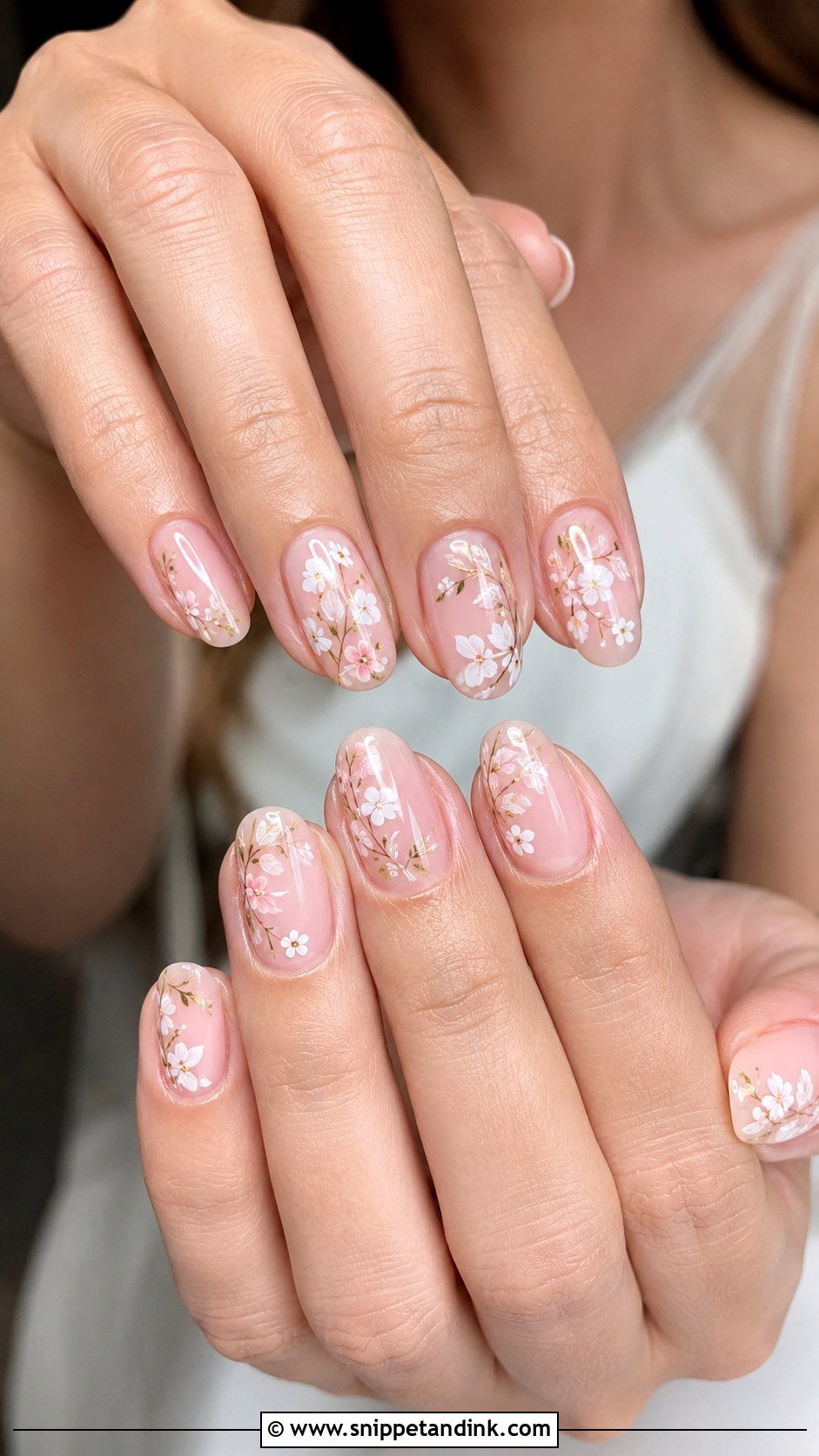 Floral Gel Nails For Bride Wedding - Snippet and Ink - 20 Gel Nails for the Bride Wedding