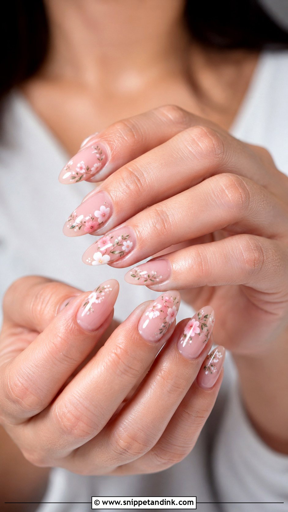 Floral Gel Wedding Nails - Snippet and Ink - 20 Gel Nails for Wedding