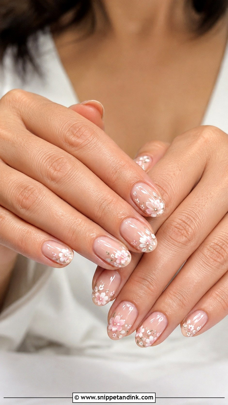 Floral Gel Wedding Nails - Snippet and Ink - 20 Classy Gel Wedding Nails for Bride