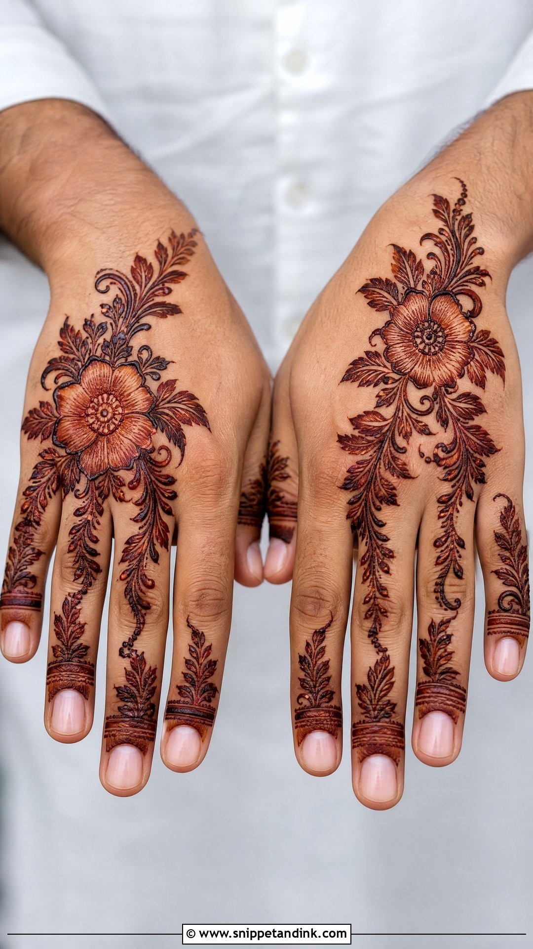 Floral Groom Mehndi Design - Snippet and Ink - 30 Mehndi Designs for Groom for Men