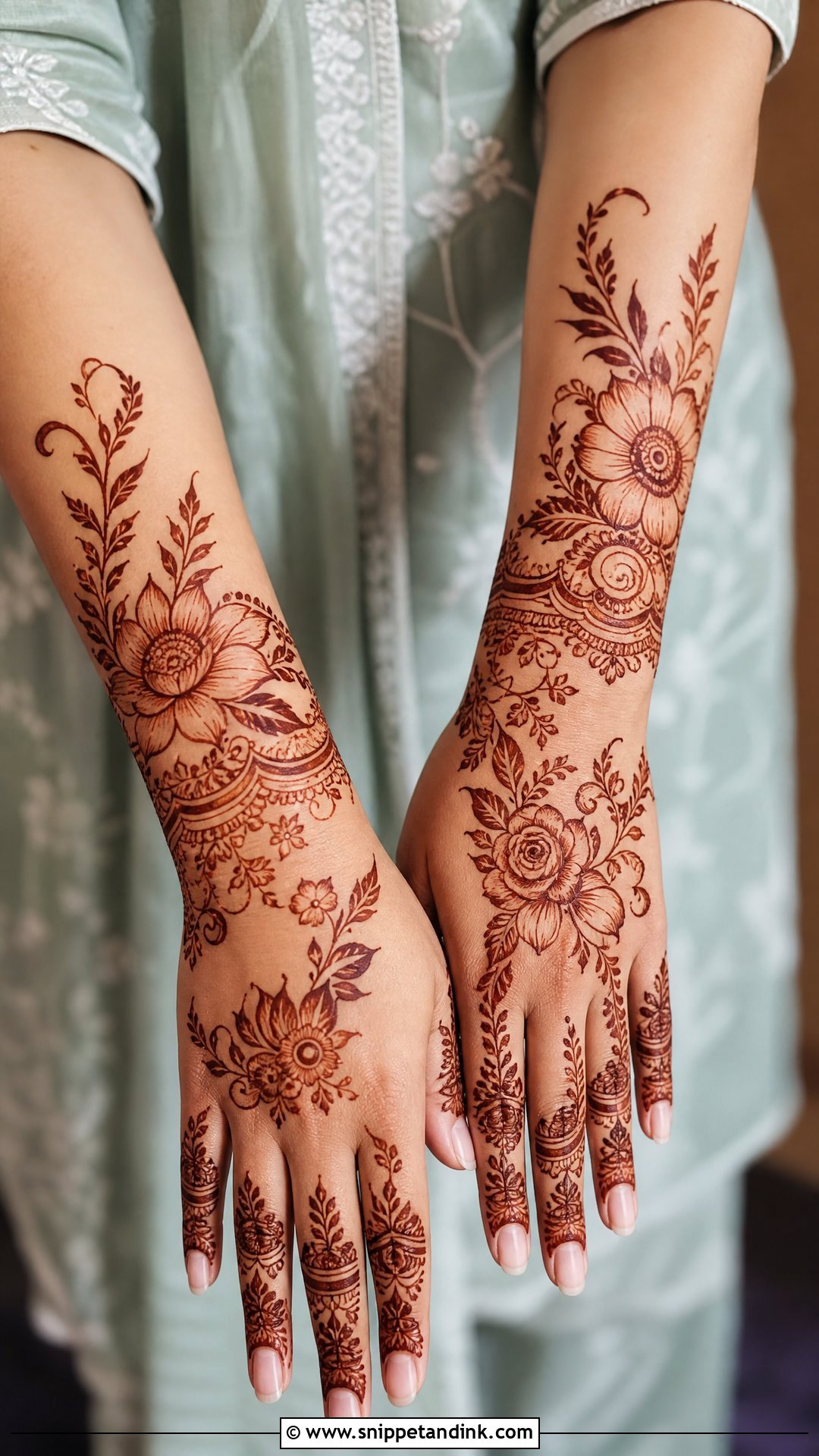 Floral Groom Mother Mehndi Design - Snippet and Ink - 20 Groom Mother Mehndi Design Ideas