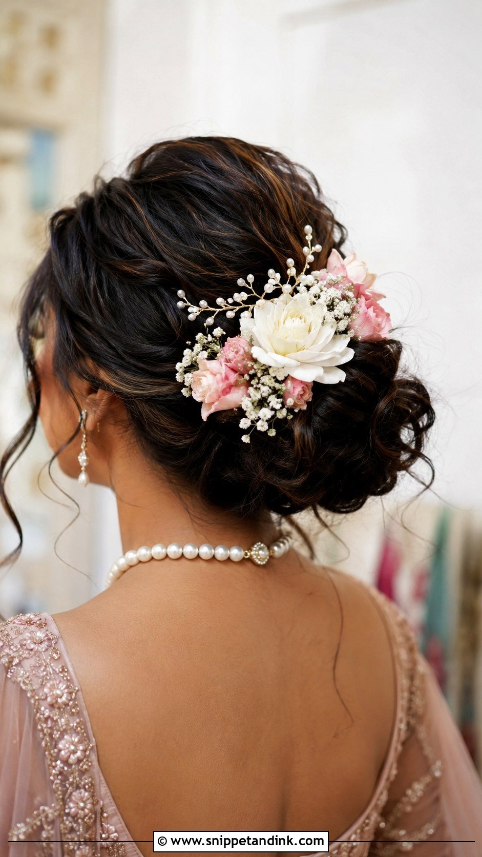 Floral Hair Bun For Reception - Snippet and Ink - 35 South Indian Wedding Hairstyles