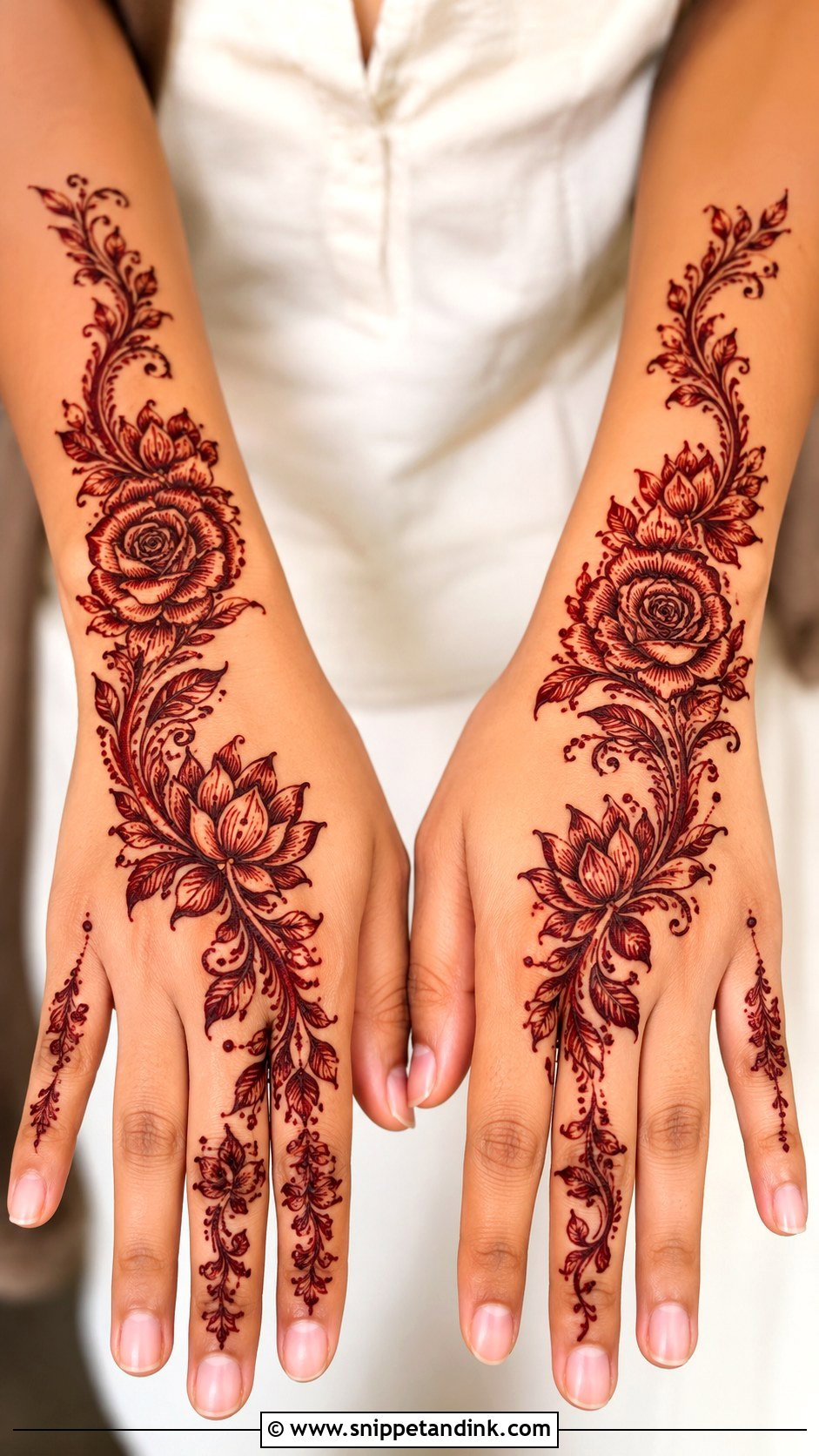 Floral Half Hand Mehndi Design - Snippet and Ink - 35 Half Hand Mehndi Design Ideas
