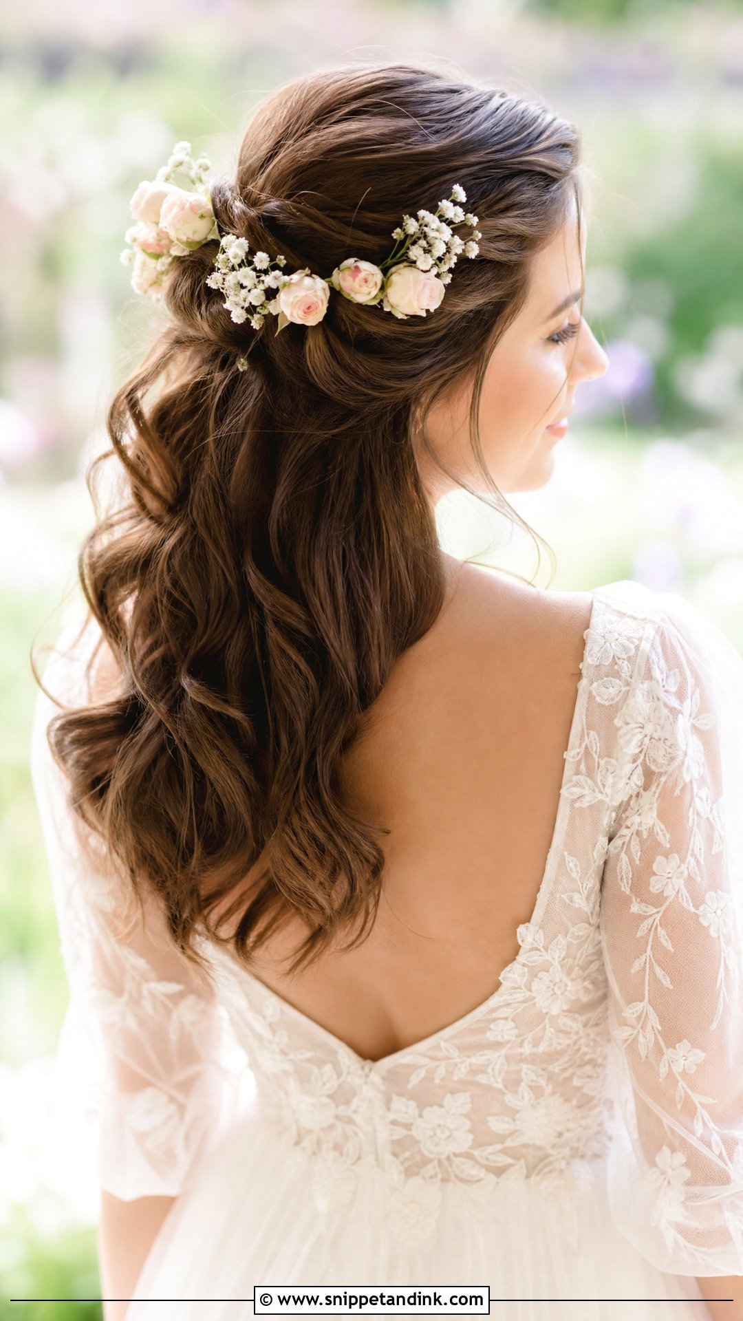 Floral Half Up - Snippet and Ink - 20 Medium Wedding Hairstyles