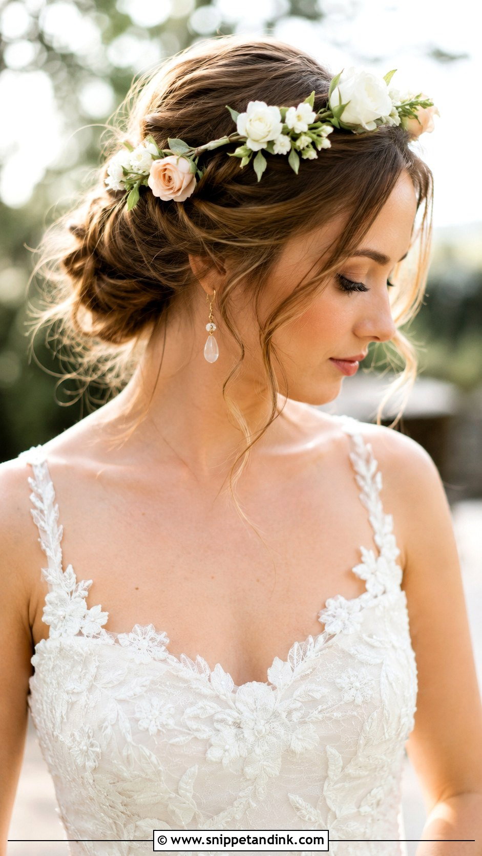 Floral Halo Updo - Snippet and Ink - 25 Vintage Bridal Hair Ideas