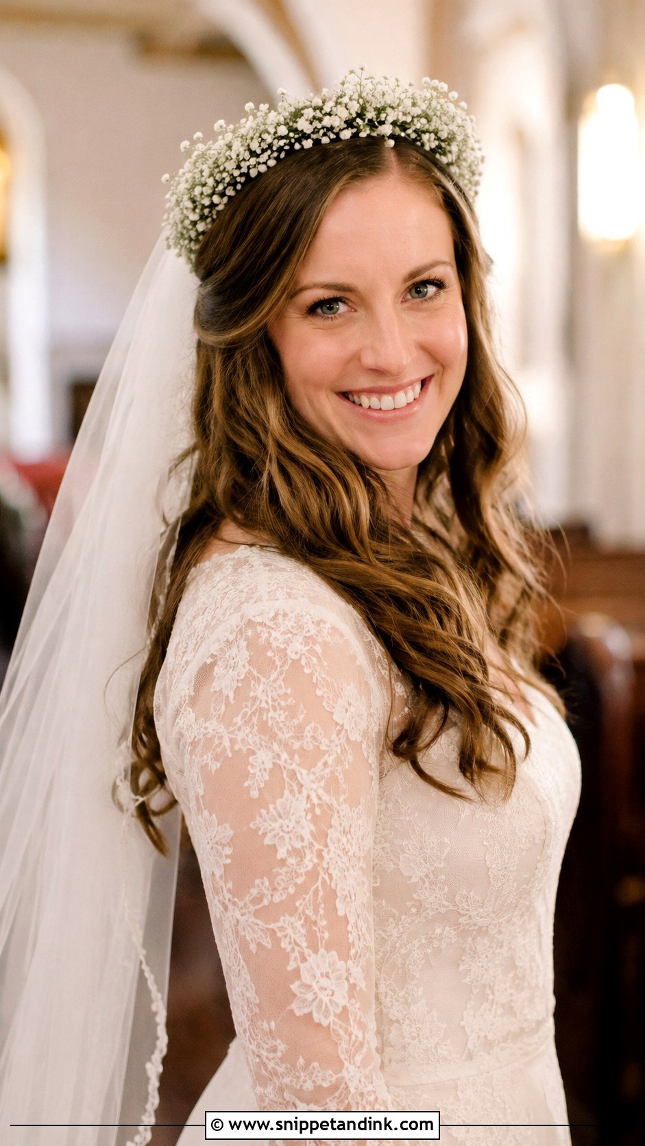 Floral Halo With Veil - Snippet and Ink - 20 Flowers in Hair Wedding