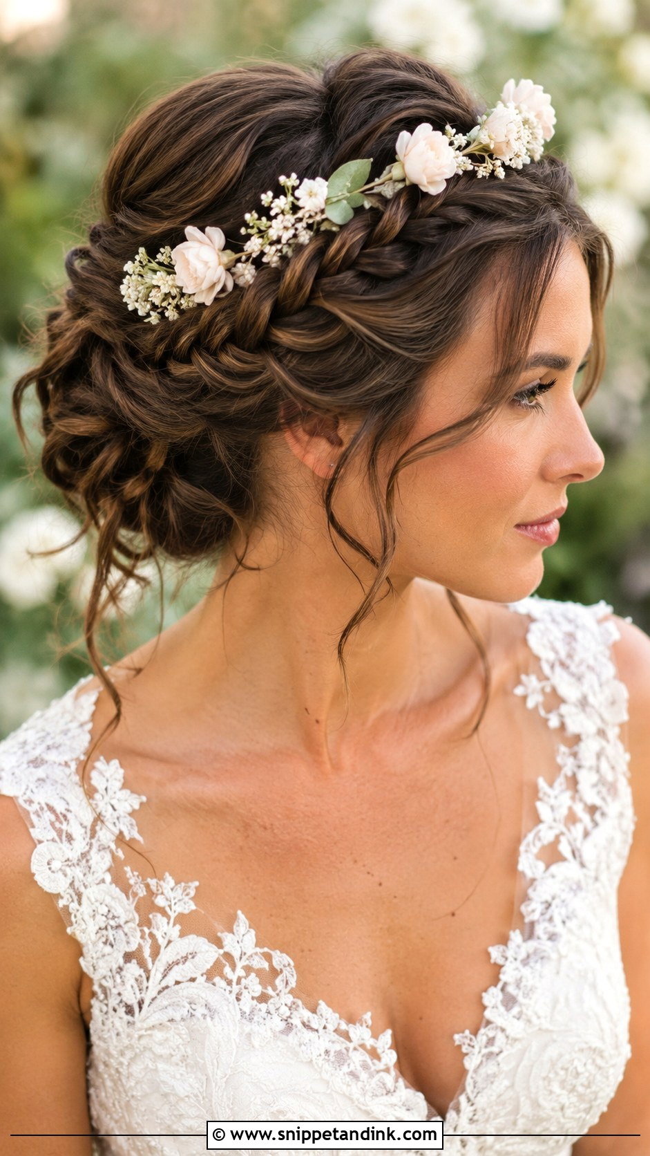 Floral Headband With Braided Updo - Snippet and Ink - 20 Wedding Hair Headband Ideas