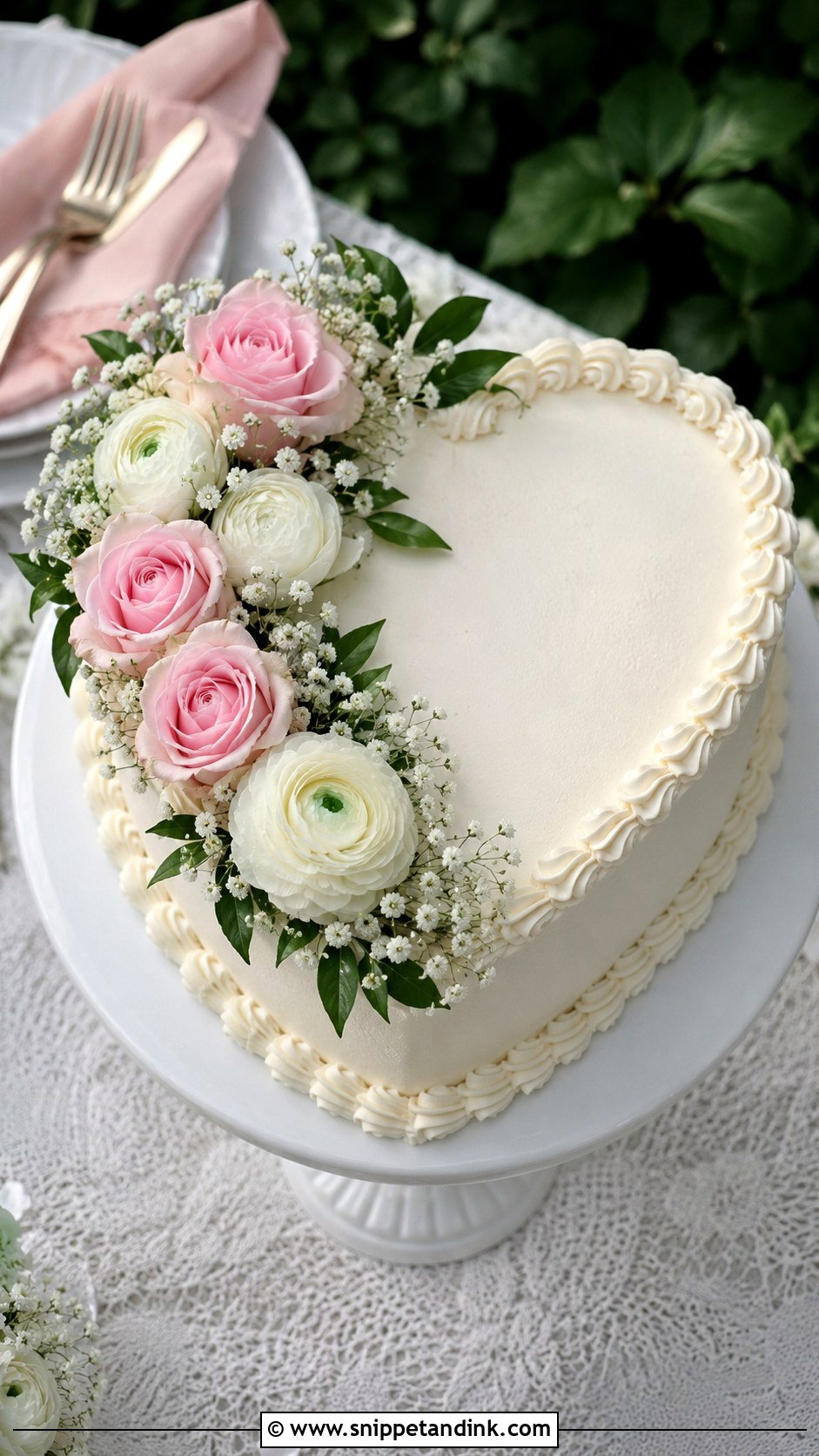 Floral Heart Shape Wedding Cake - Snippet and Ink - 20 Heart Shape Cake Ideas for Wedding