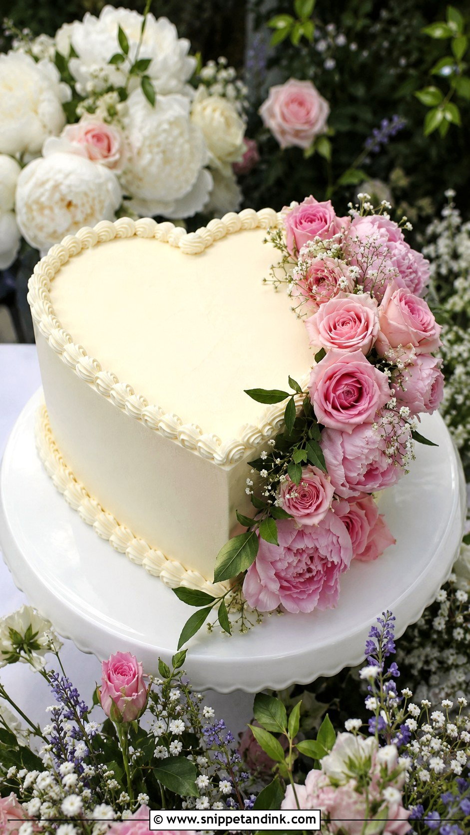 Floral Heart Shaped Wedding Cake - Snippet and Ink - 20 Heart Shaped Wedding Cakes