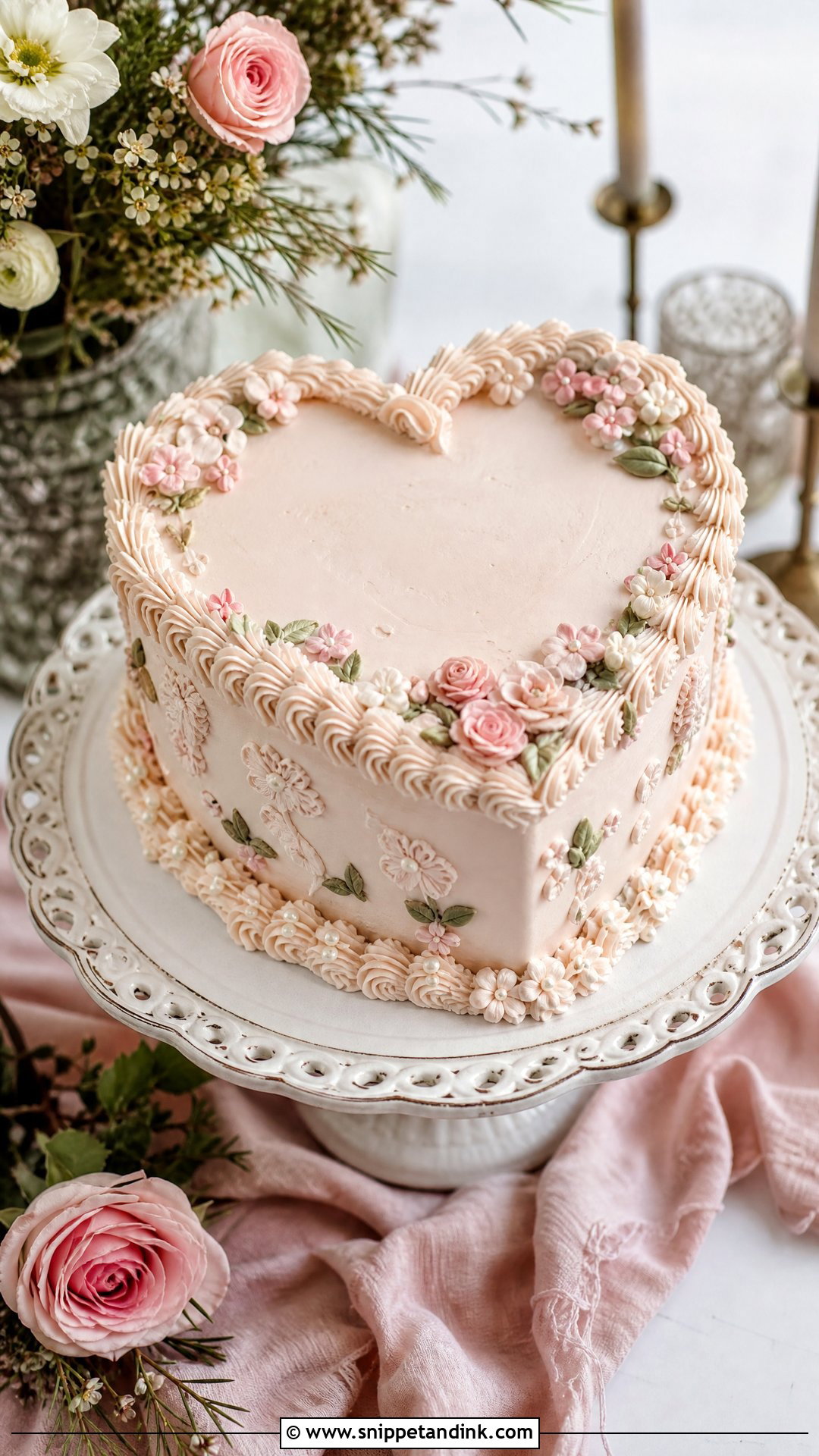 Floral Heart Wedding Cake - Snippet and Ink - 35 Cakes with Flowers for Wedding