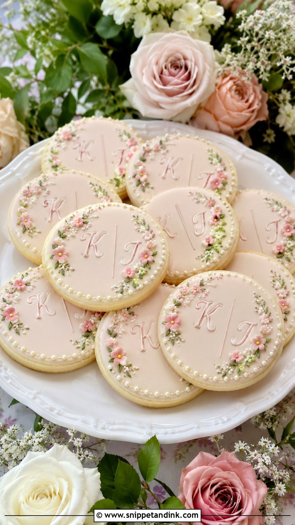 Floral Initial Wedding Cookies - Snippet and Ink - 20 Initial Wedding Cookies