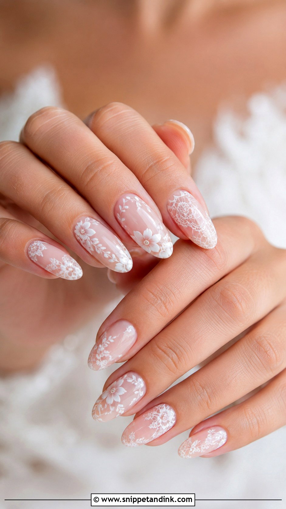 Floral Lace Bridal Nails - Snippet and Ink - 20 Floral Bridal Nails