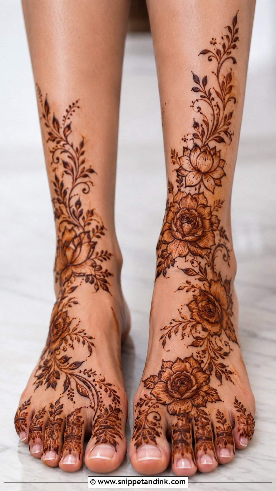 Floral Leg Mehndi Design - Snippet and Ink - 35 Leg Mehndi Design Ideas