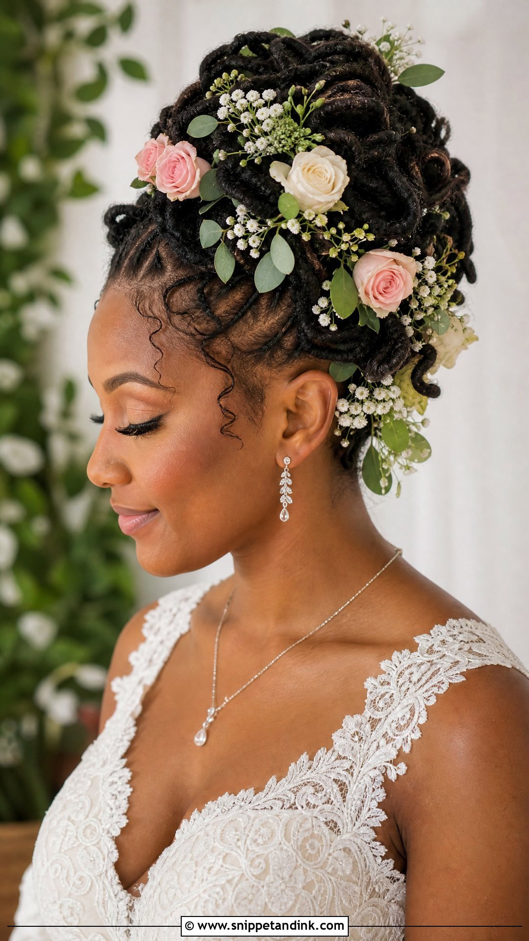 Floral Loc Updo - Snippet and Ink - 20 Loc Bridal Hairstyles