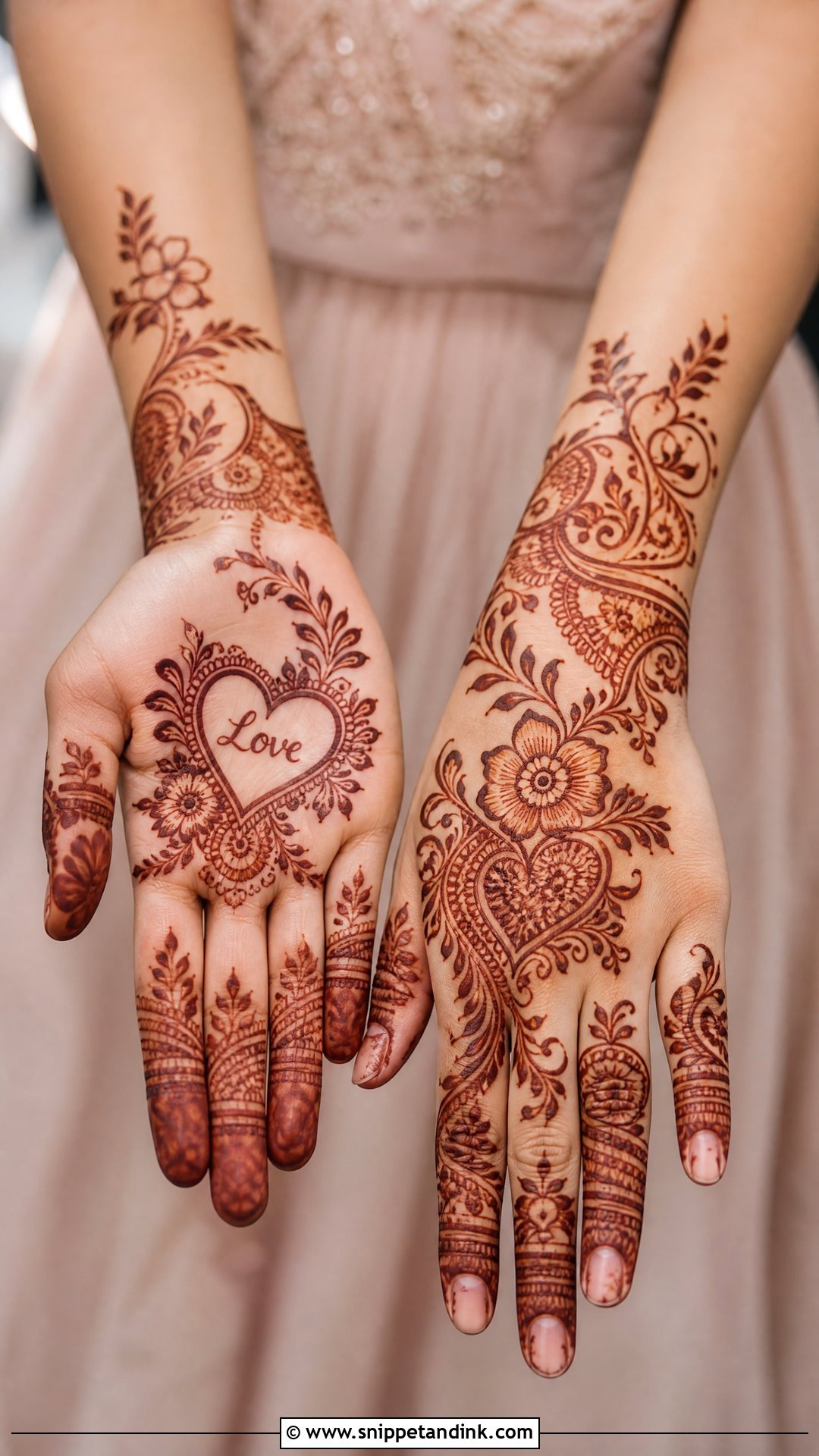 Floral Love Mehndi Design - Snippet and Ink - 25 Love Mehndi Designs