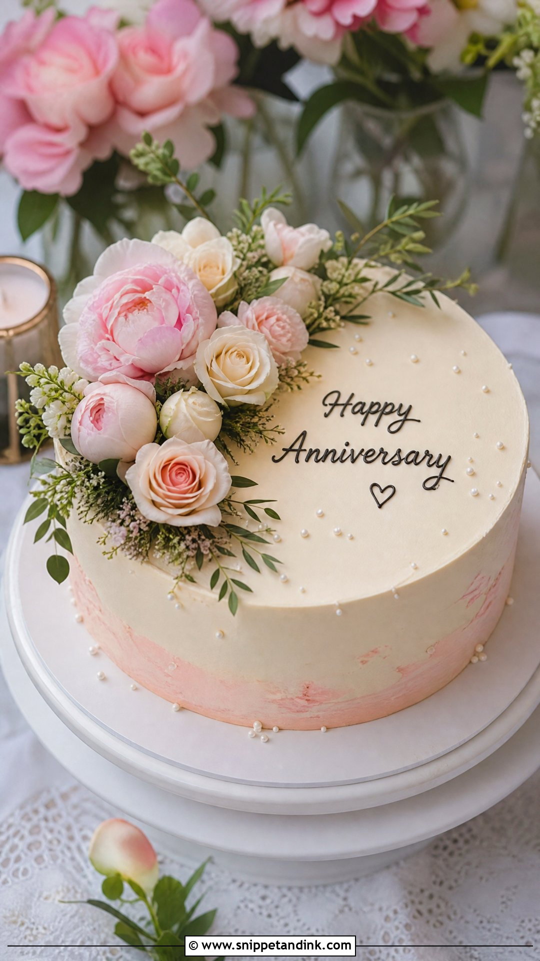 Floral Marriage Anniversary Cake - Snippet and Ink - 20 Marriage Anniversary Cakes