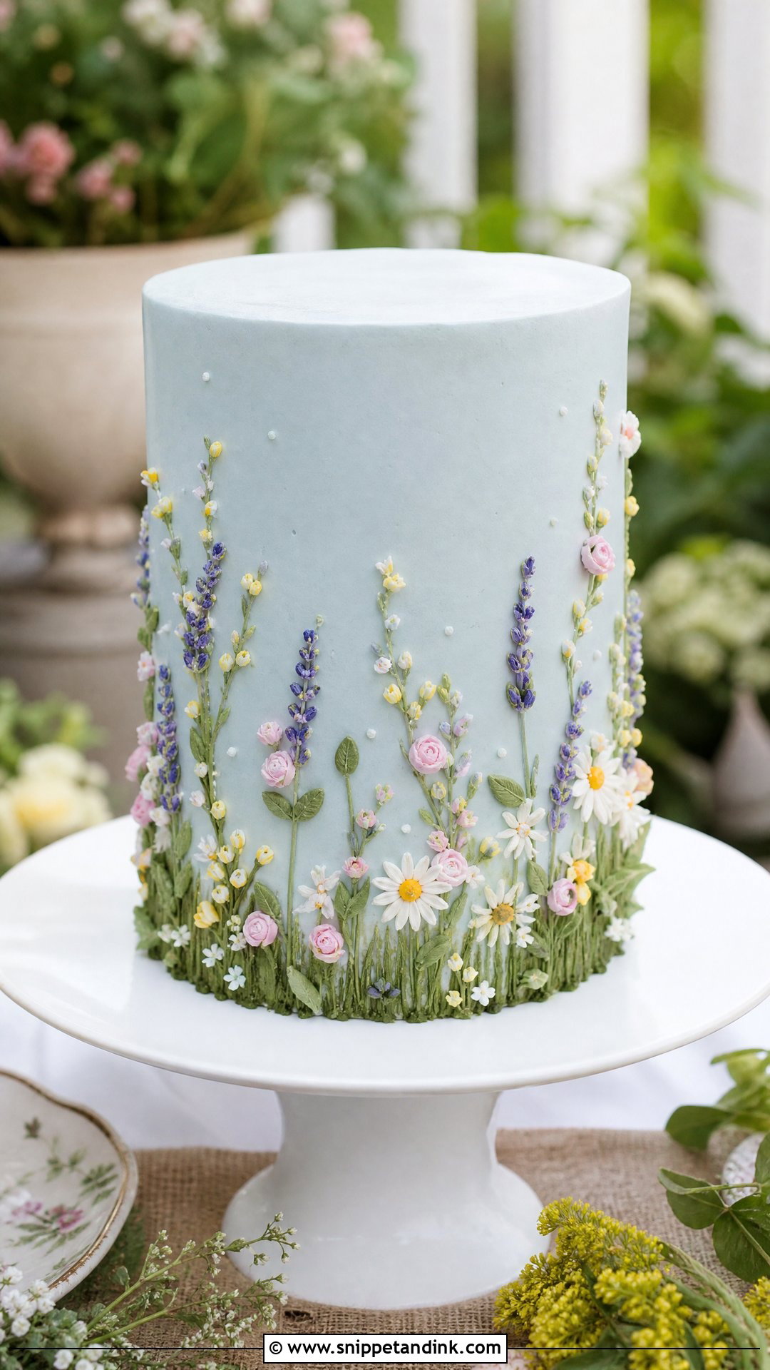Floral Meadow Buttercream Wedding Cake - Snippet and Ink - 25 Buttercream Flower Cake Ideas for Wedding
