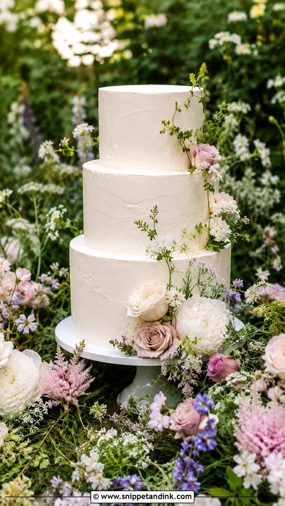 Floral Meadow Dummy Wedding Cake - Snippet and Ink - 20 Dummy Cake Designs for Wedding