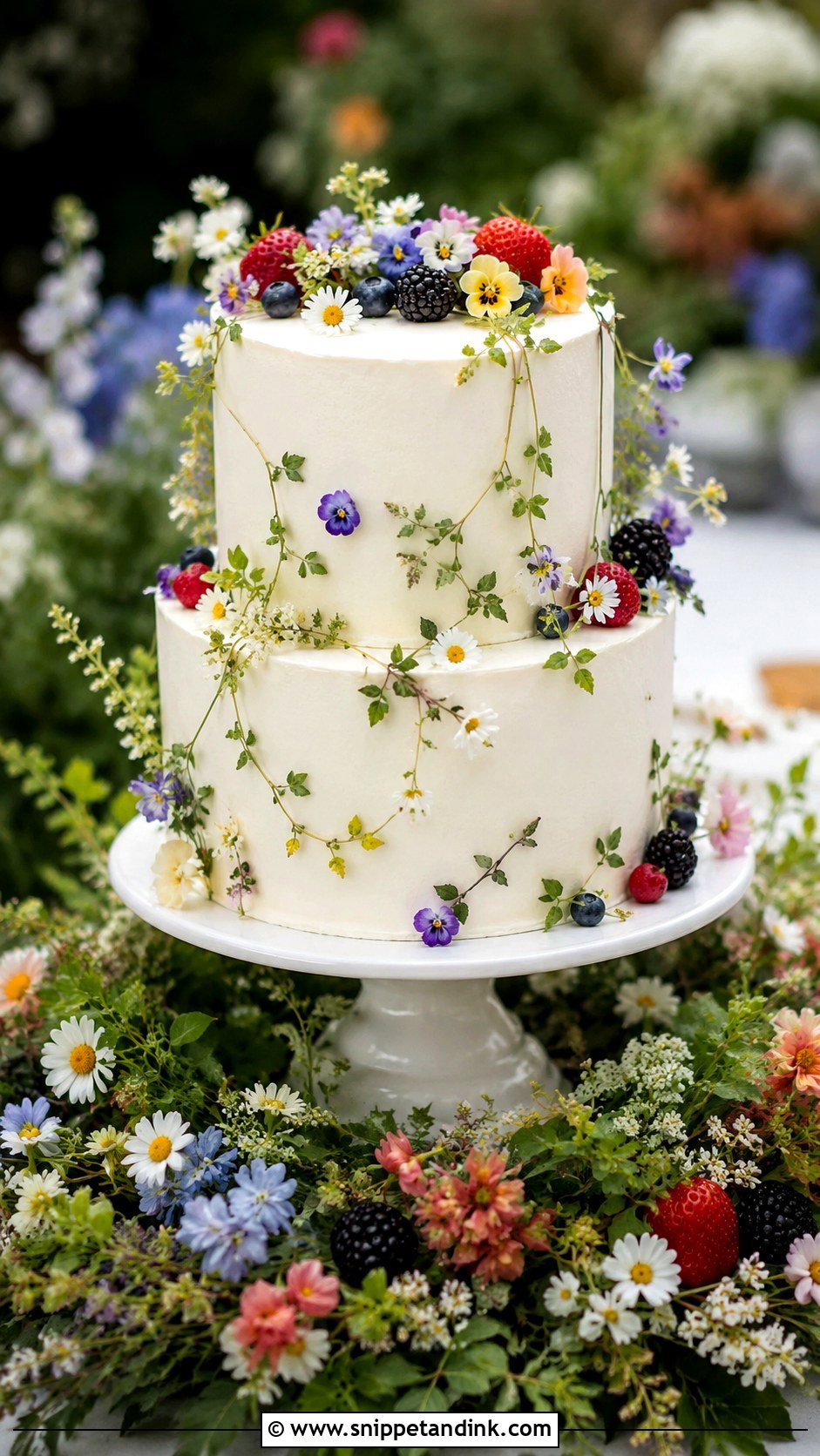 Floral Meadow Wedding Cake - Snippet and Ink - 30 Novelty Wedding Cakes