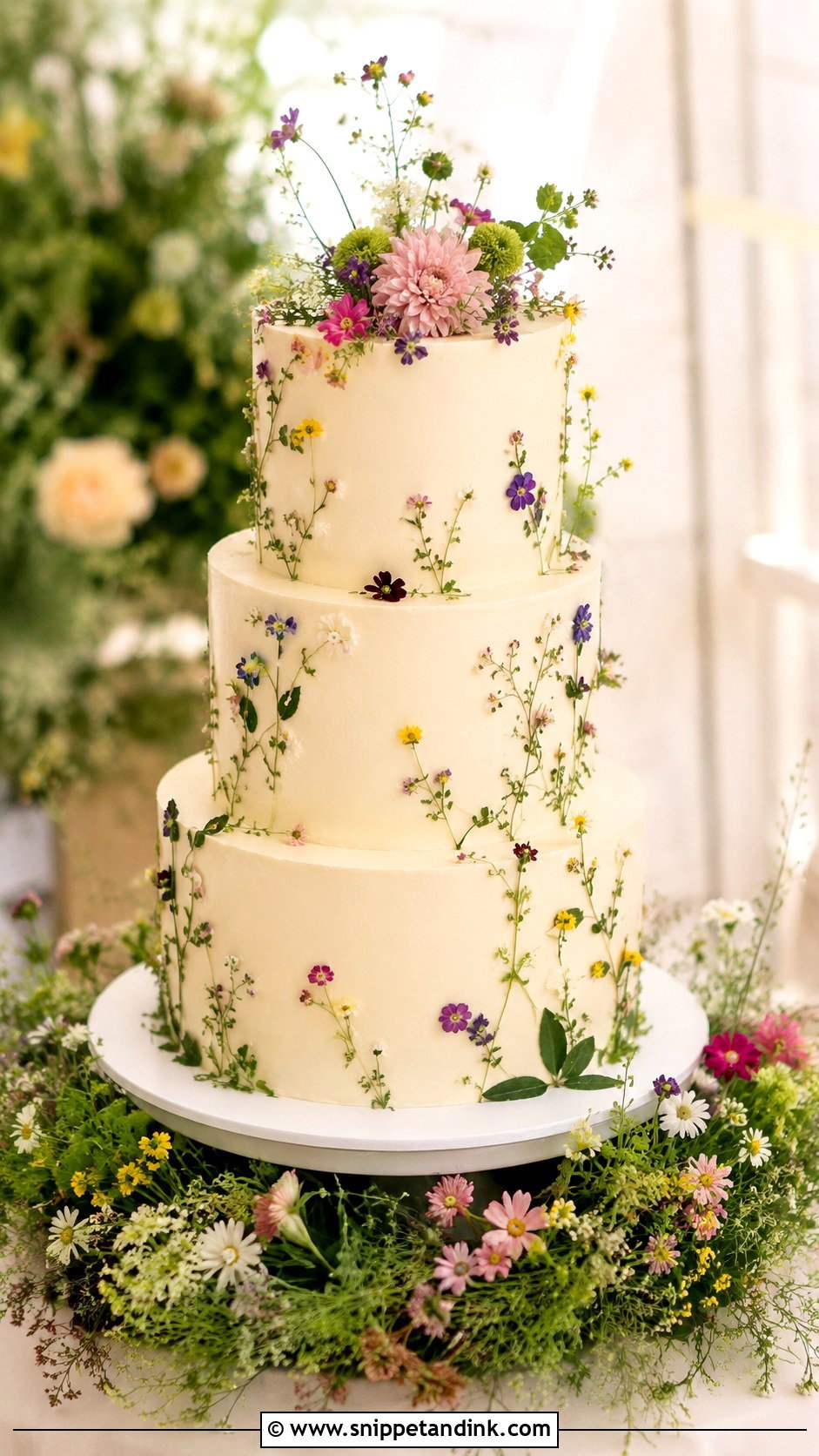 Floral Meadow Wedding Cake - Snippet and Ink - 20 Floral Cake Designs for Wedding