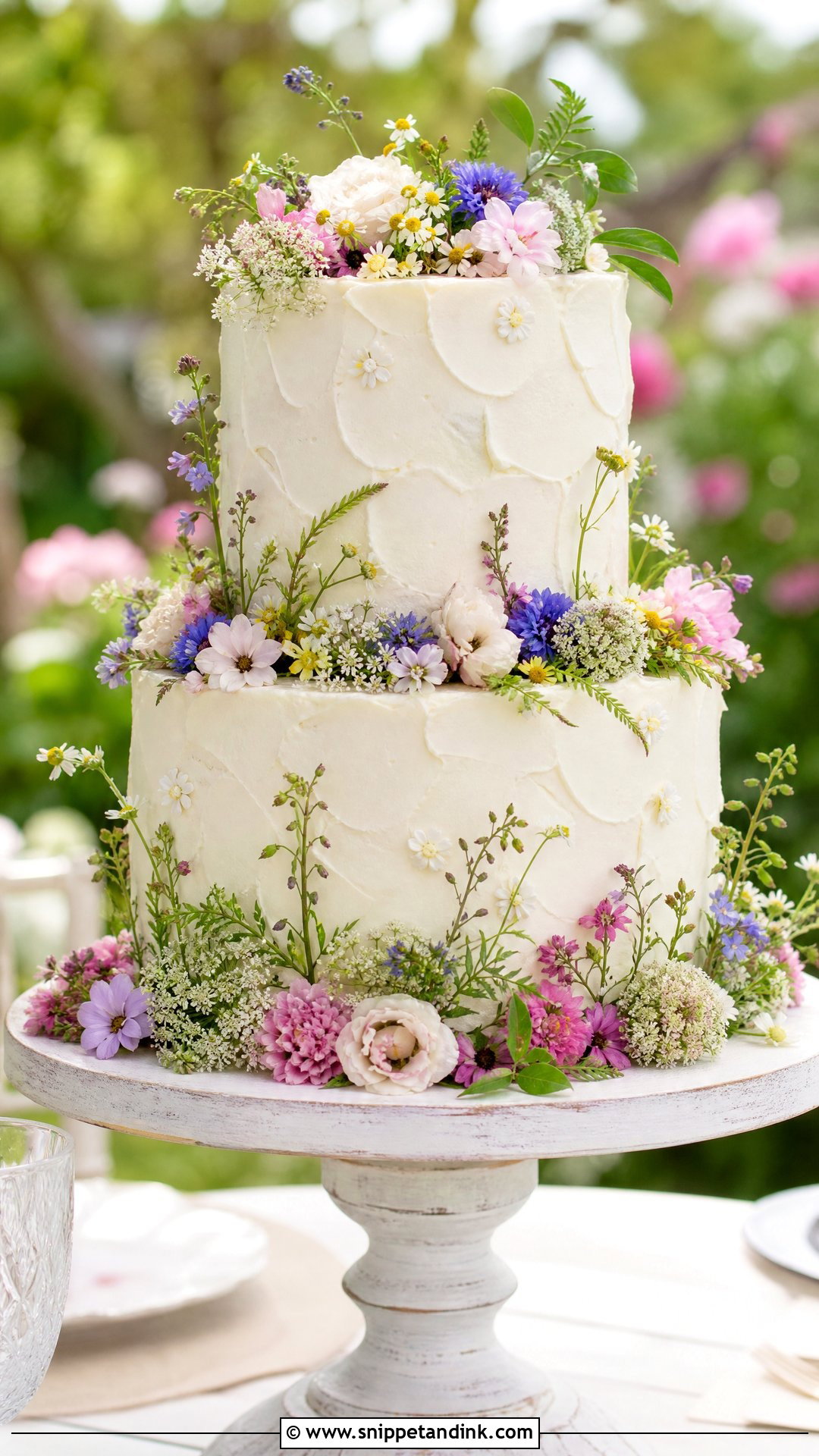 Floral Meadow Wedding Cake - Snippet and Ink - 20 Let Them Eat Cake Aesthetic Ideas for Wedding