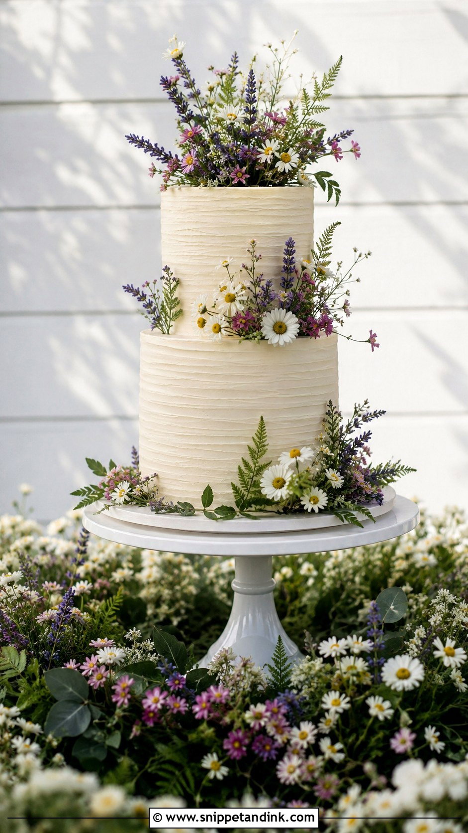 Floral Meadow Wedding Cake - Snippet and Ink - 20 Modern Floral Wedding Cake Ideas