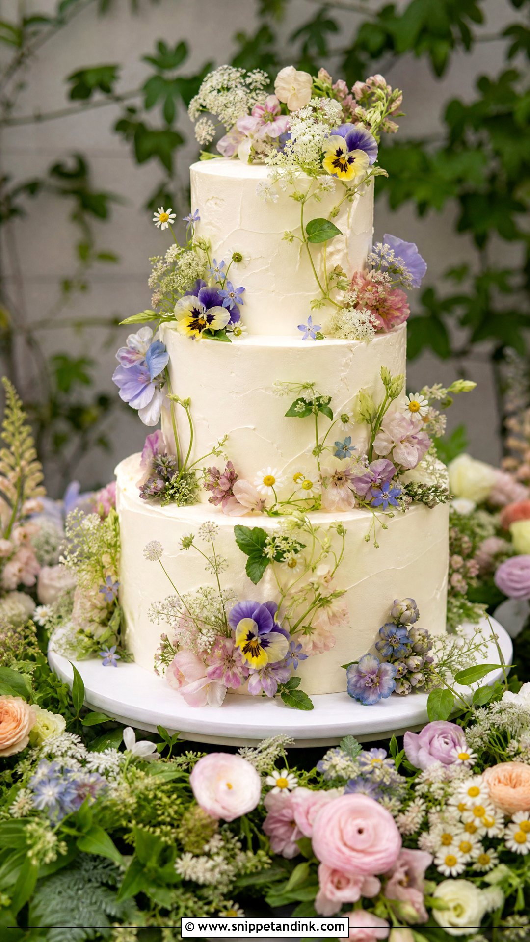 Floral Meadow Wedding Cake - Snippet and Ink - 20 Send Off Cake Ideas for Wedding