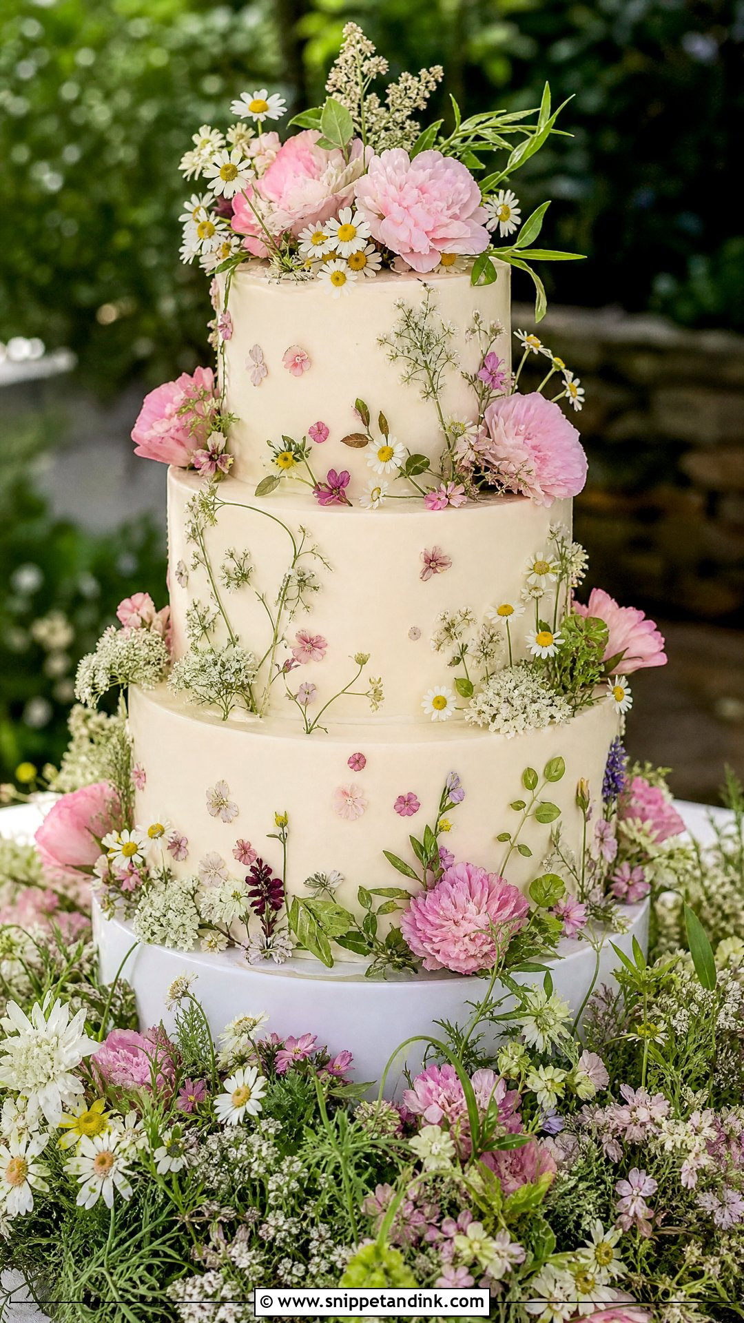 Floral Meadow Wedding Cake - Snippet and Ink - 20 Unique Wedding Cake Ideas
