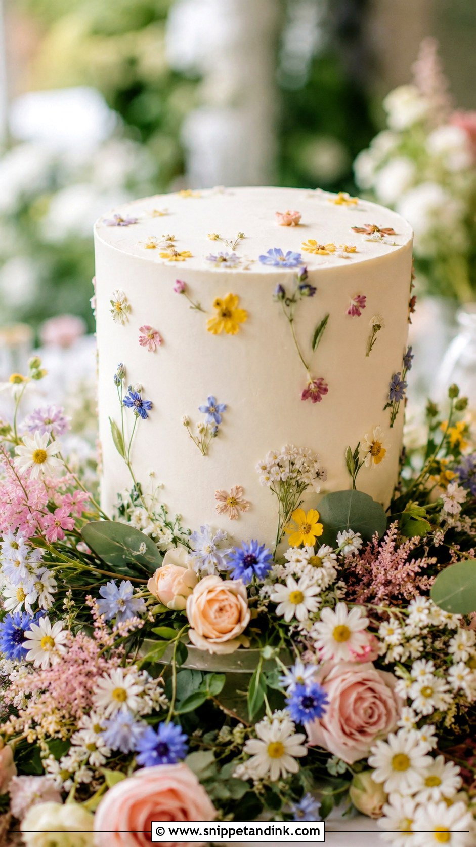 Floral Meadow Wedding Cake - Snippet and Ink - 25 Flowers for Wedding Cake Ideas