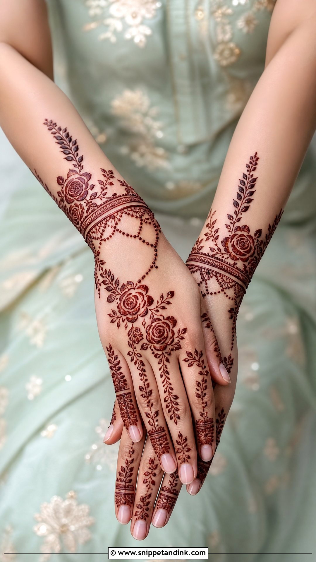 Floral Mehndi Gharara - Snippet and Ink - 20 Mehndi Gharara Ideas