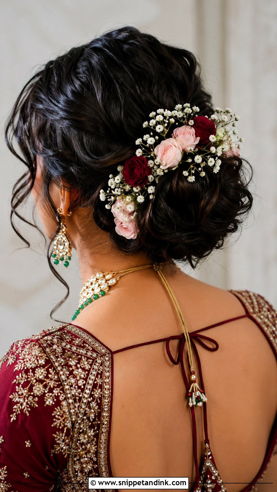 Floral Messy Bun - Snippet and Ink - 25 Desi Wedding Hairstyles