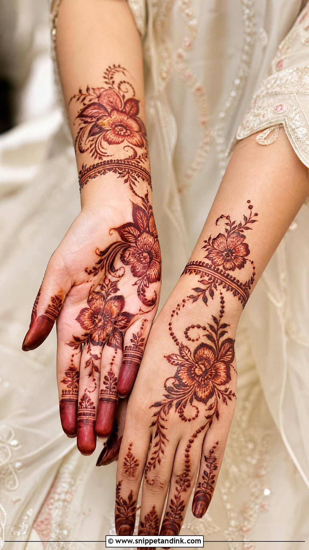 Floral Nikah Mehndi Design - Snippet and Ink - 25 Nikah Mehndi Designs