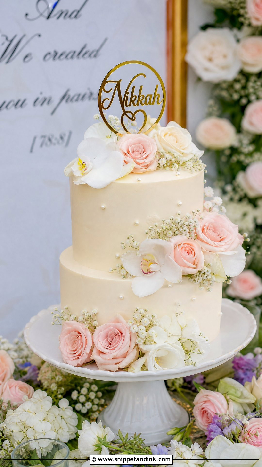 Floral Nikkah Cake - Snippet and Ink - 25 Nikkah Cake Ideas