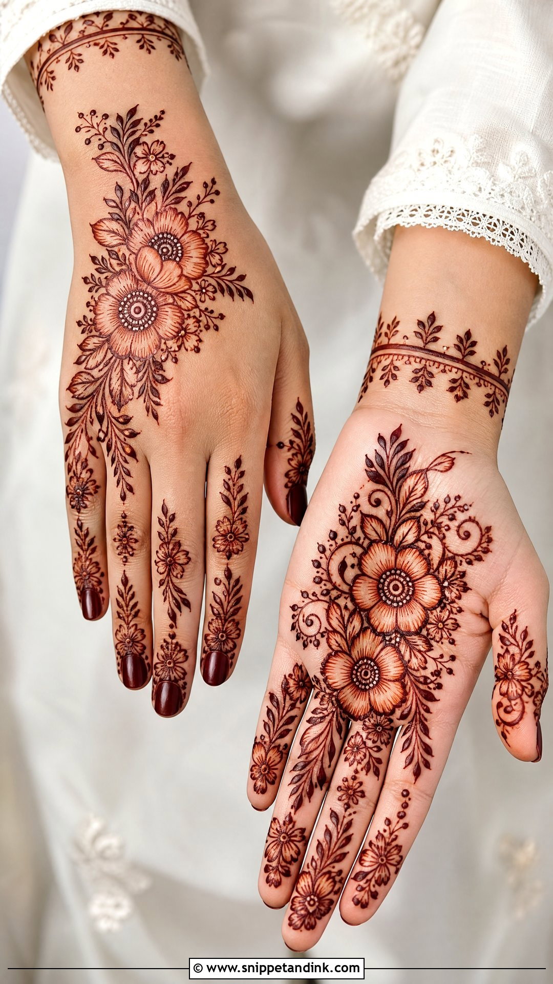 Floral Nikkah Mehndi Design - Snippet and Ink - 30 Nikkah Mehndi Designs