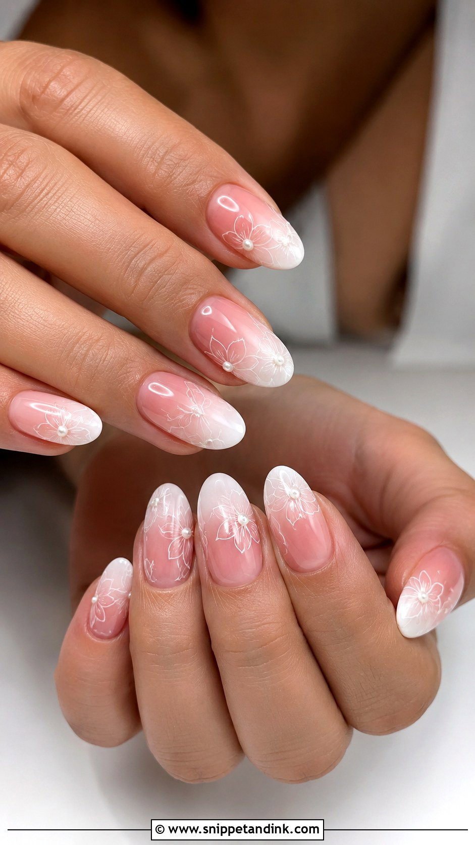Floral Ombre Bridal Nails - Snippet and Ink - 20 Floral Bridal Nails
