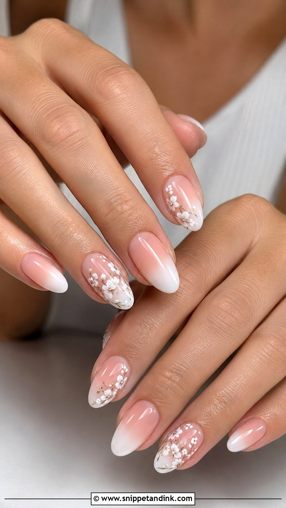 Floral Ombre Wedding Nails - Snippet and Ink - 20 Ombre Wedding Nails Brides