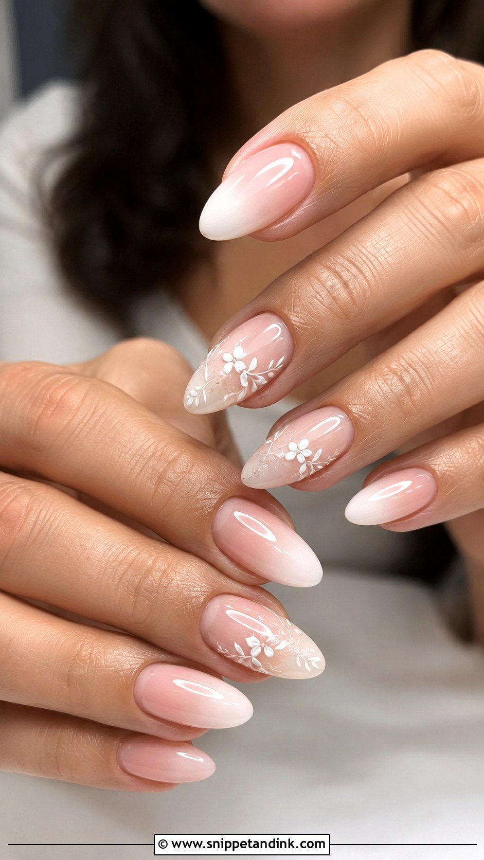Floral Ombre Wedding Nails - Snippet and Ink - 20 Ombre Wedding Nails for Bride
