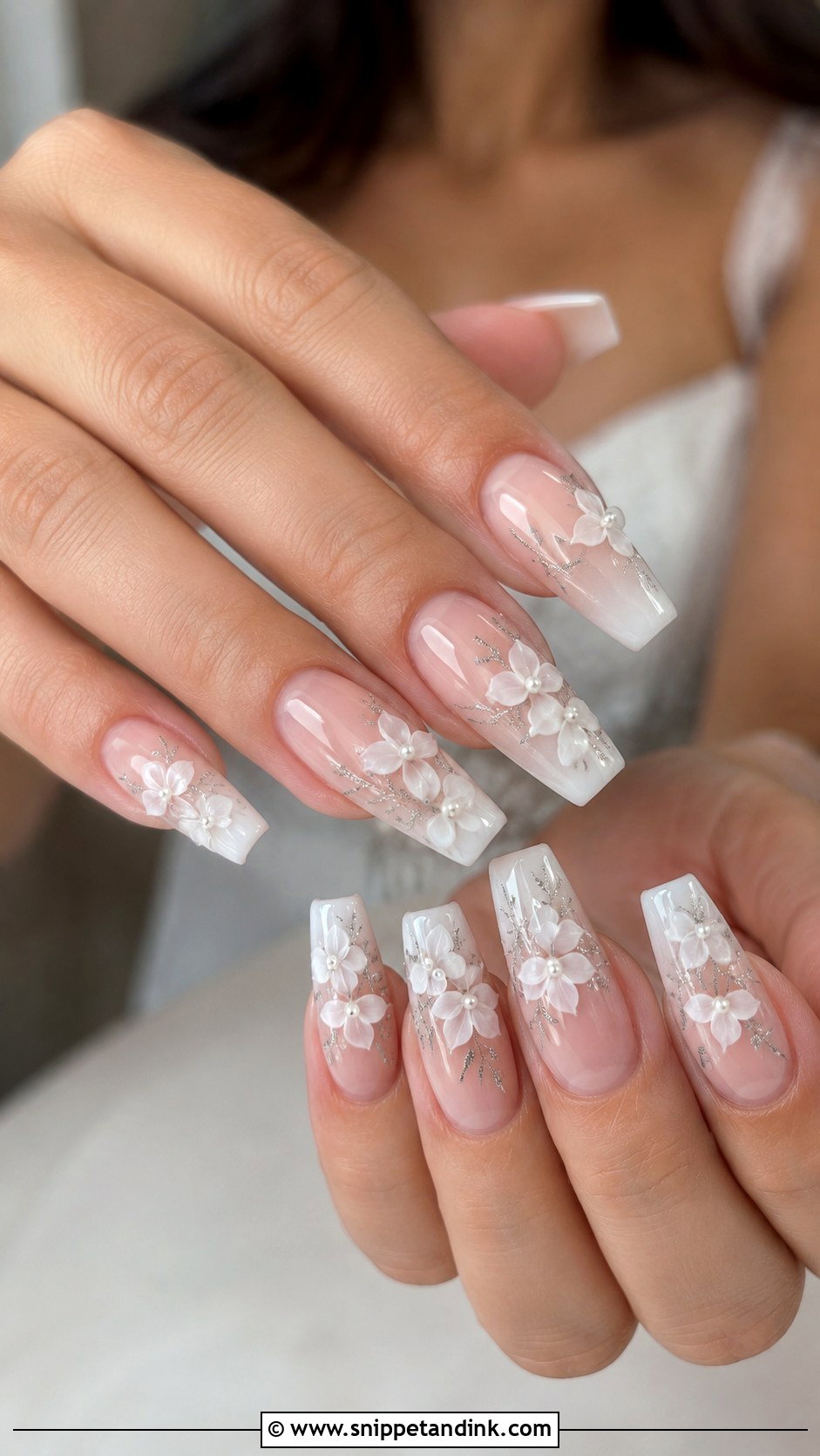 Floral Ombre Wedding Nails - Snippet and Ink - 20 Wedding Nails Flowers