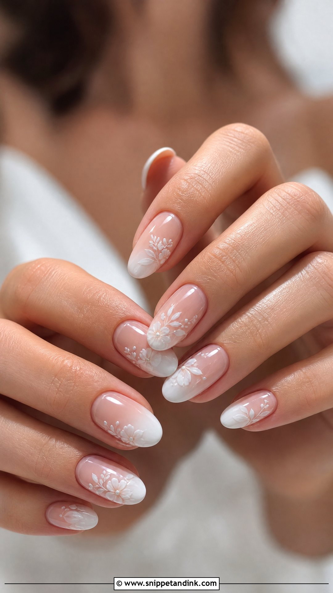 Floral Ombre Wedding Nails - Snippet and Ink - 25 Ombre Wedding Nails