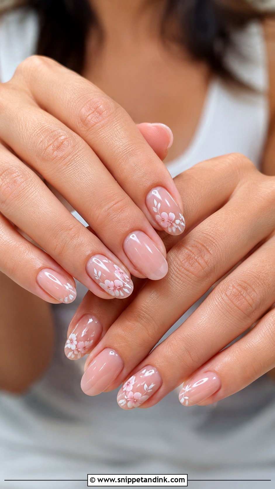 Floral Oval Bridal Nails - Snippet and Ink - 20 Oval Bridal Nails