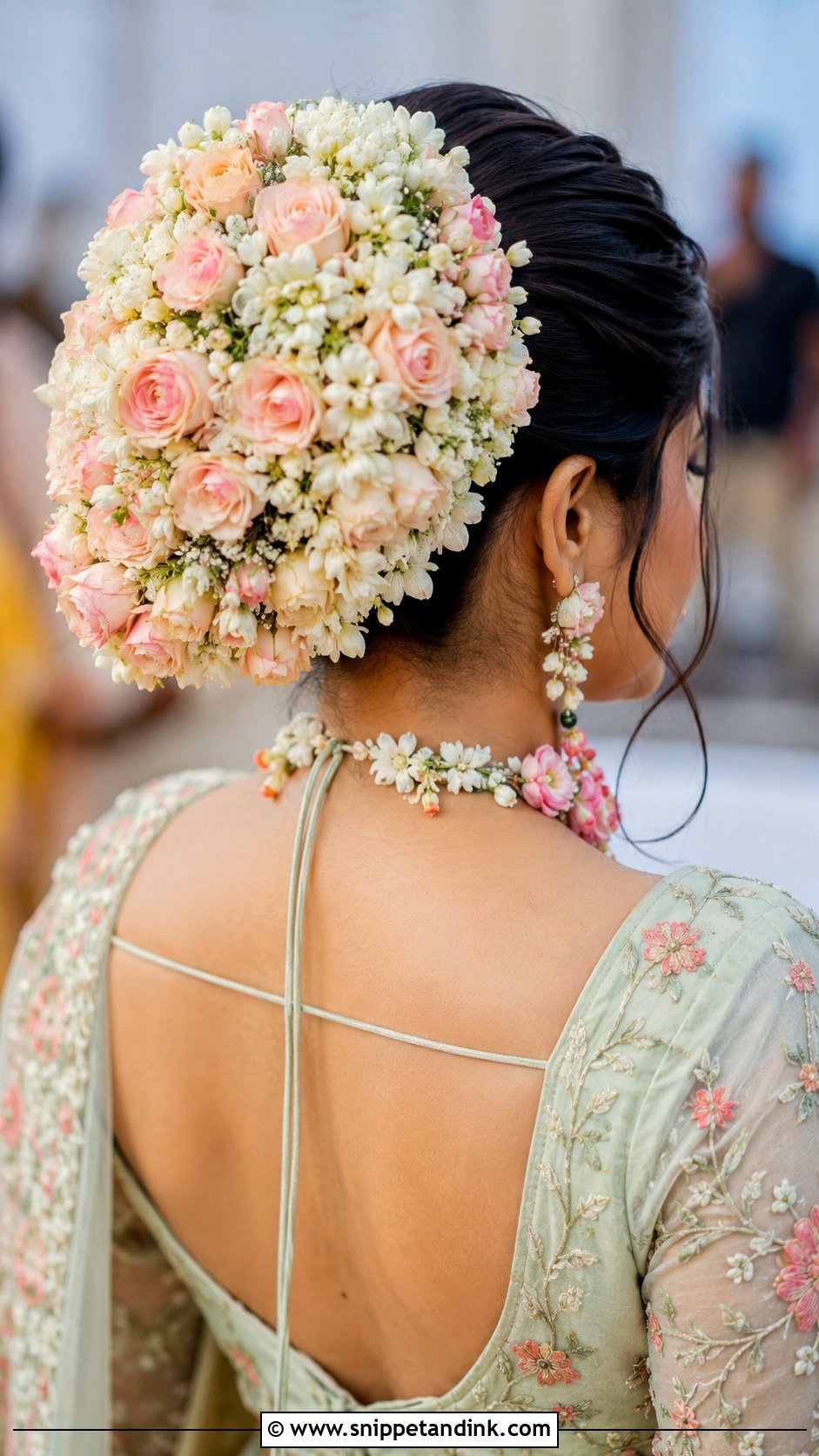 Floral Overflowing Bun - Snippet and Ink - 30 Indian Wedding Hairstyles
